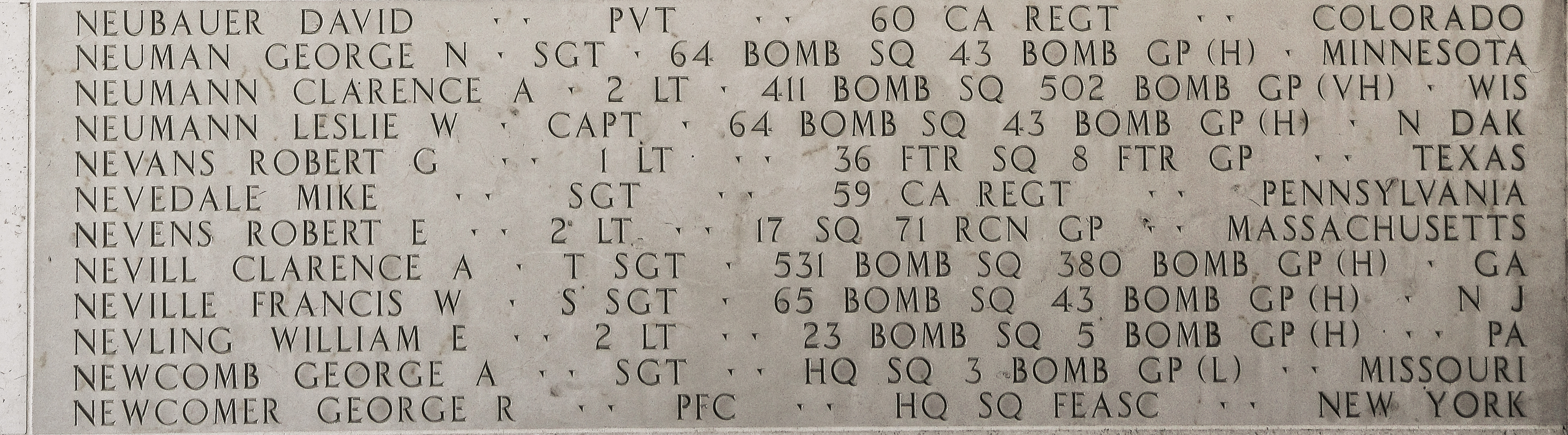 Francis W. Neville, Staff Sergeant